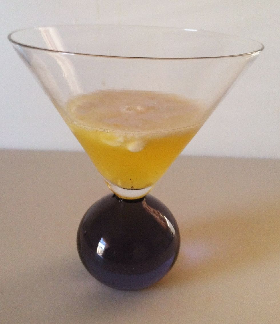 Pineapple juice, rum, and coconut cream. Or you can omit the rum and use simple syrup if the pineapple juice is too tart.
