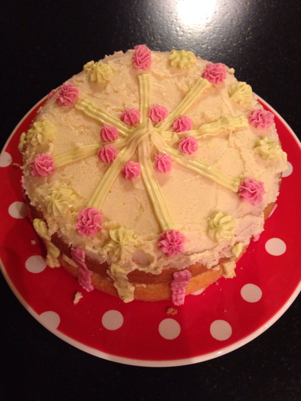 pink and green icing :) piped on