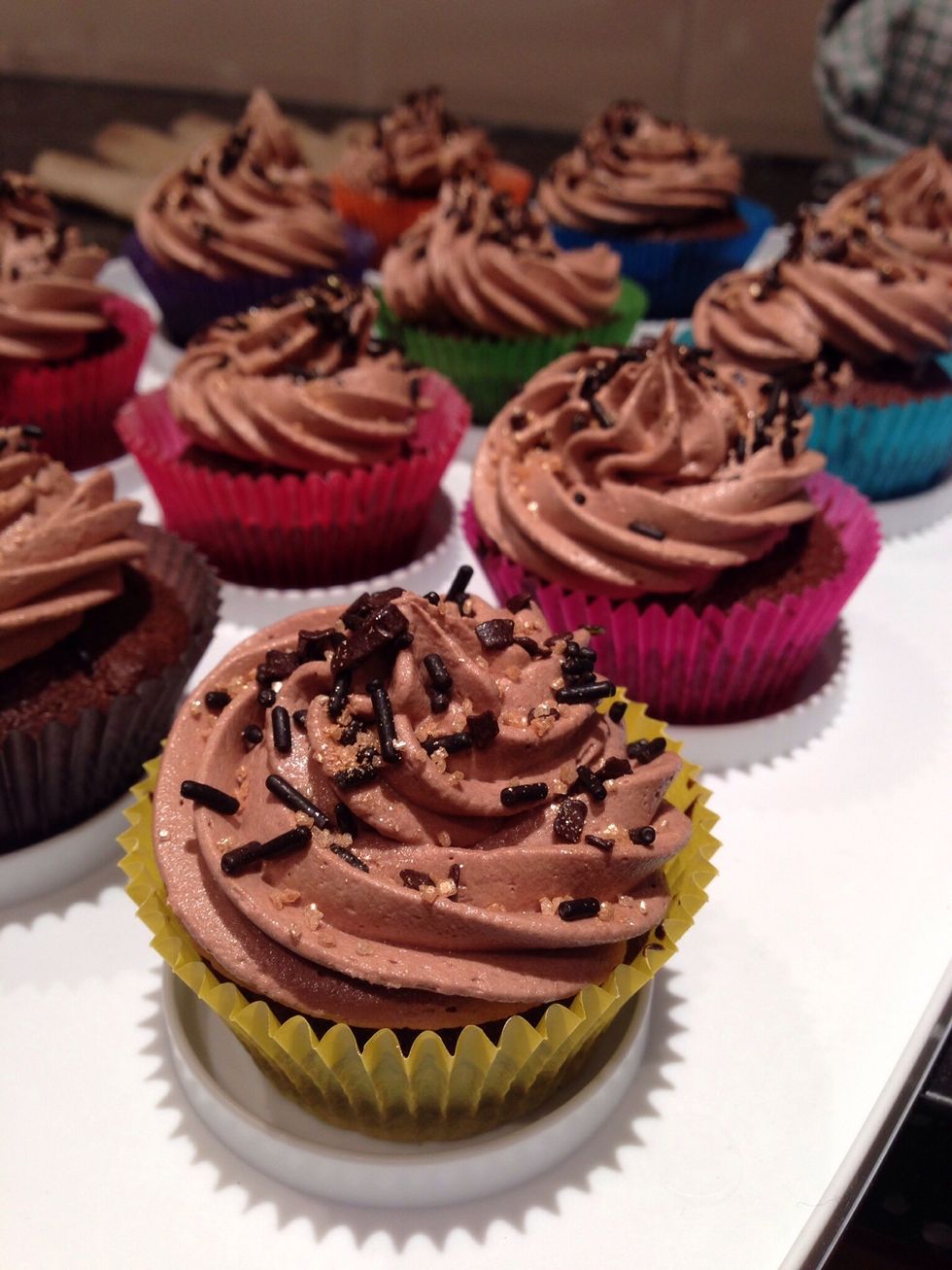 Pipe the icing onto the cupcakes and decorate as you see fit!!