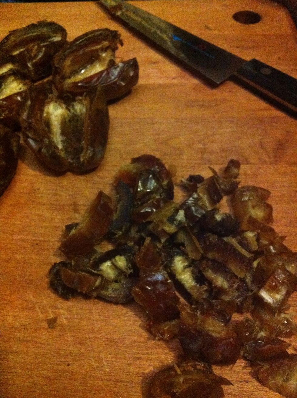 Pit and chop the dates.