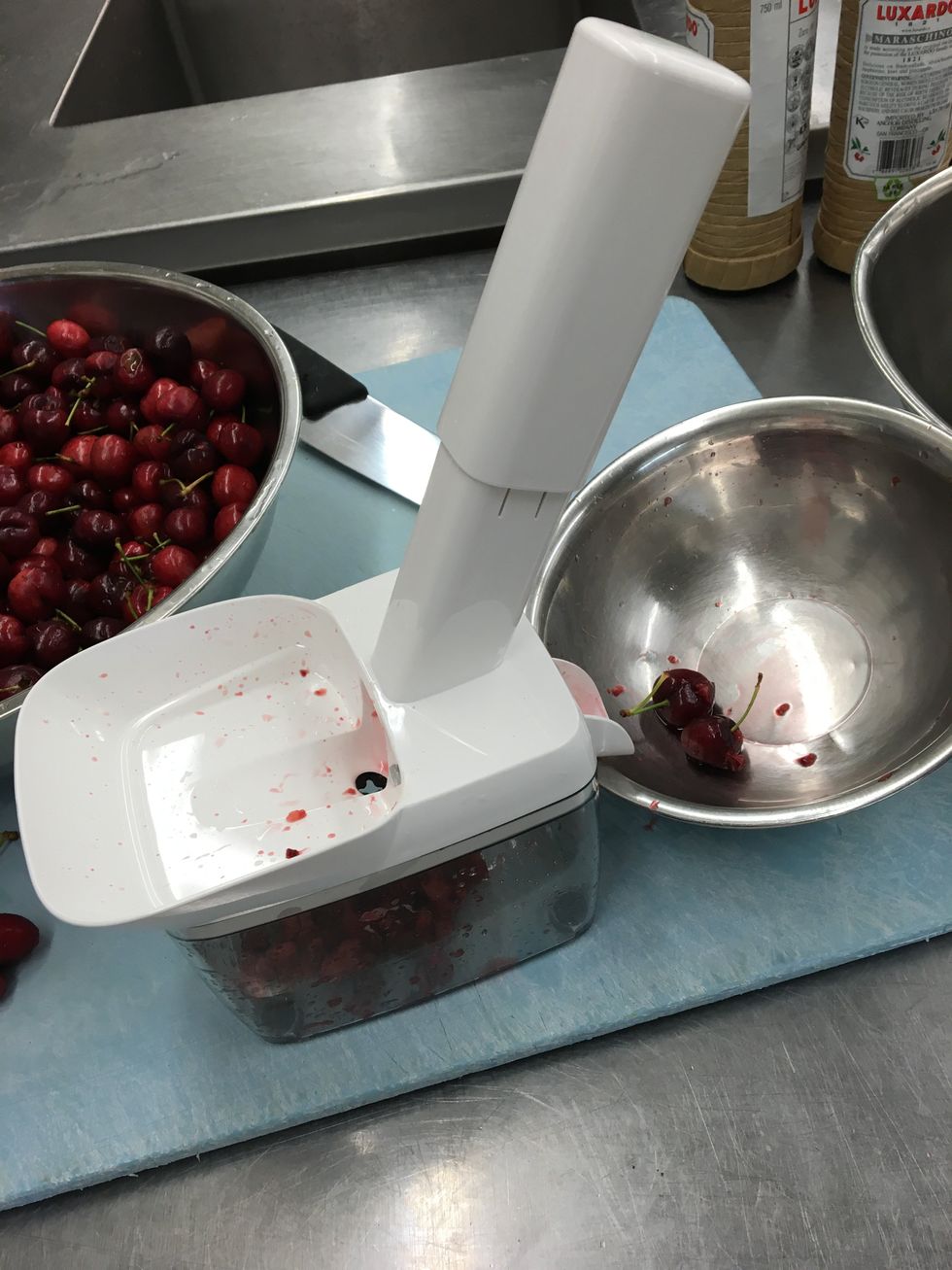 Pit them, its nice of you have a handy dandy cherry stoner like this. worth every penny! thank you amazon.