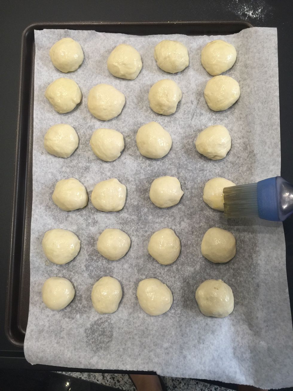 Pizza dough. This recipe makes 24 pieces (20 g each for the reference)