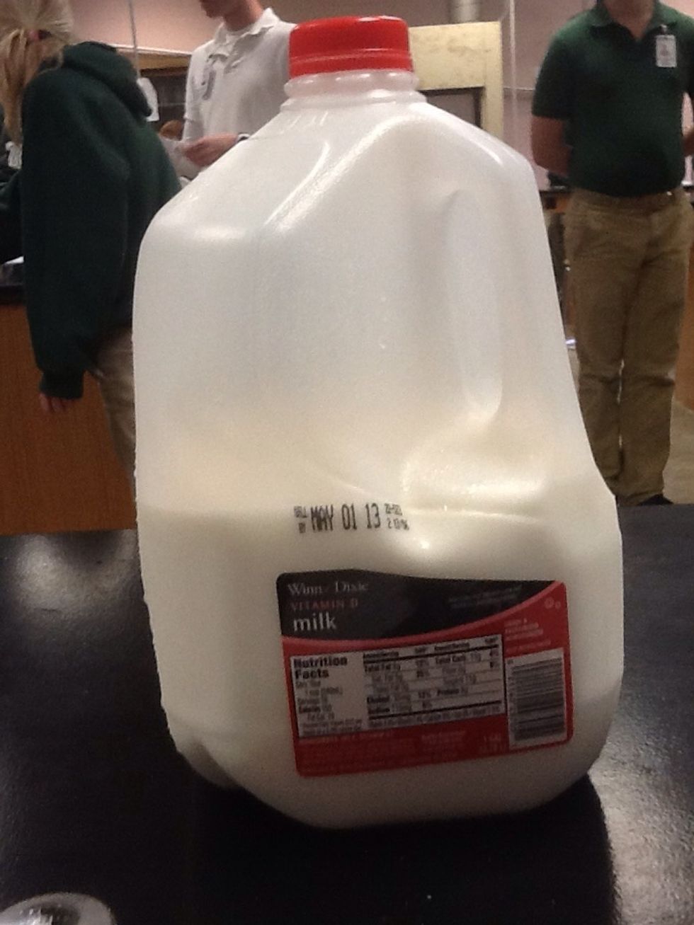 place 1/2 cup of milk in the Quart size bag.