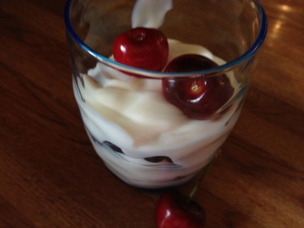 Place 2 or 3 cherries on top.