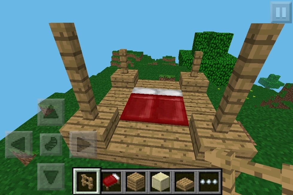 Place 2 wooden fence posts on each corner