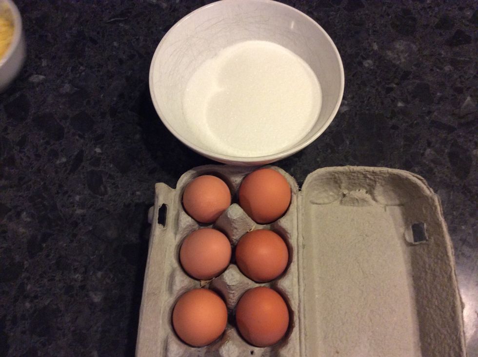 Place 6 eggs and 250g of caster sugar into Thermomix bowl and mix on low speed for 20 seconds.