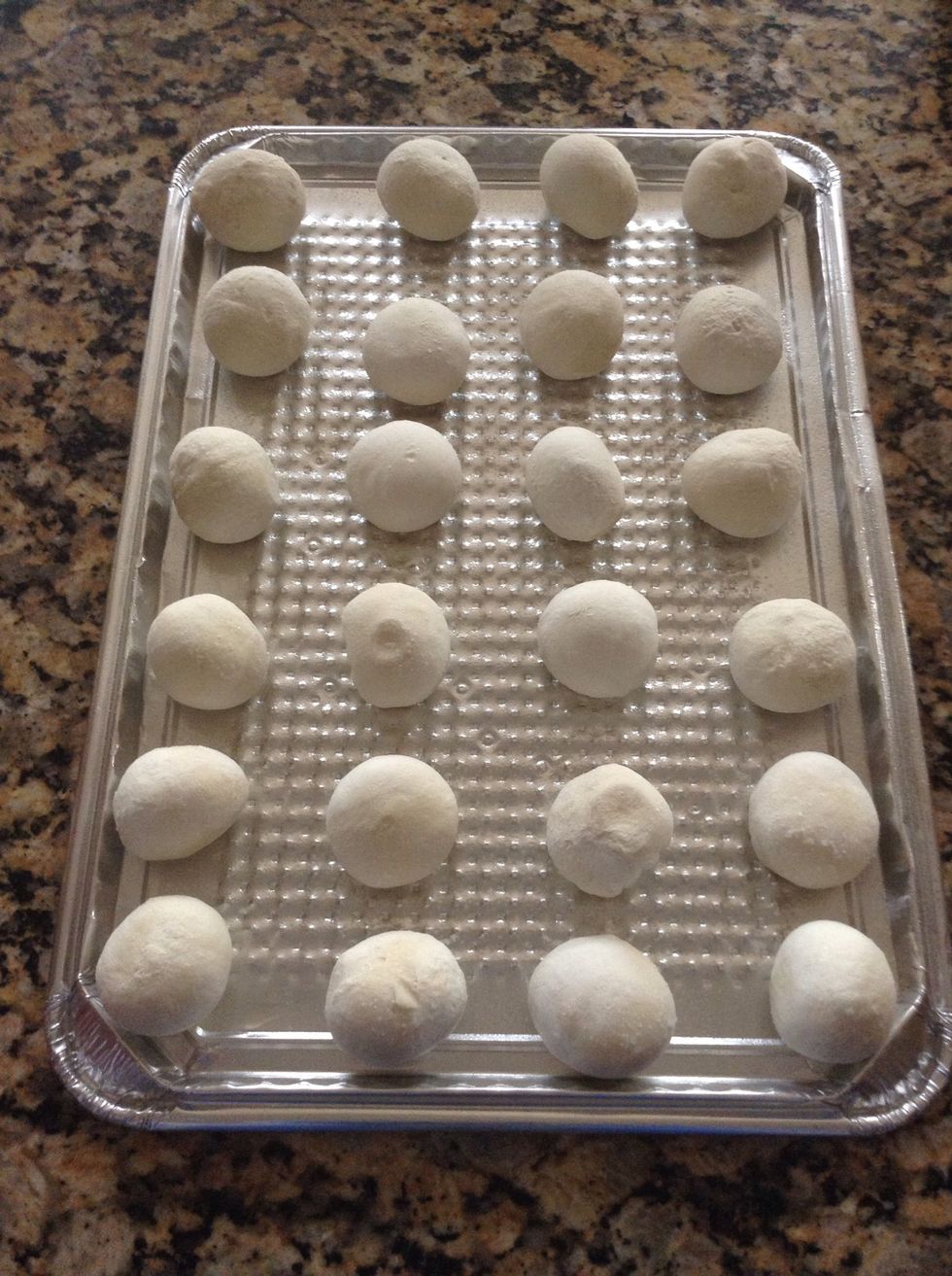 Place 6 rows of frozen dinner rolls 4 each across, with some room to raise