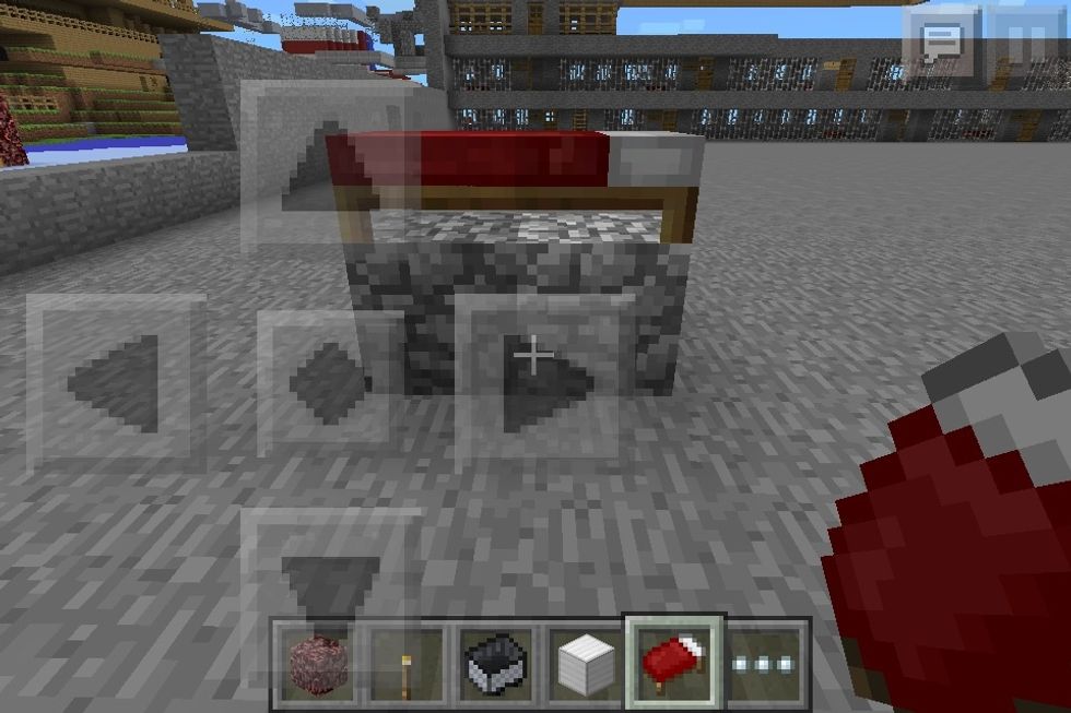 Place a bed on top of the blocks