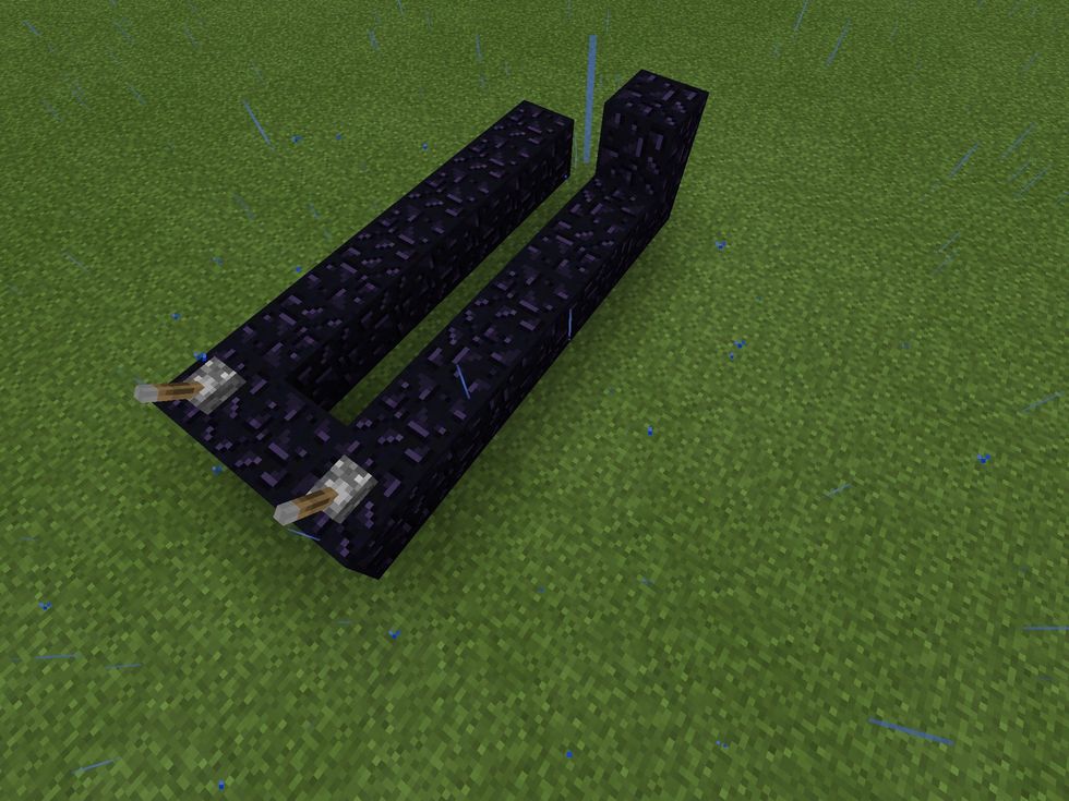 Place a block of obsidian on the end of the column on the right, as shown above