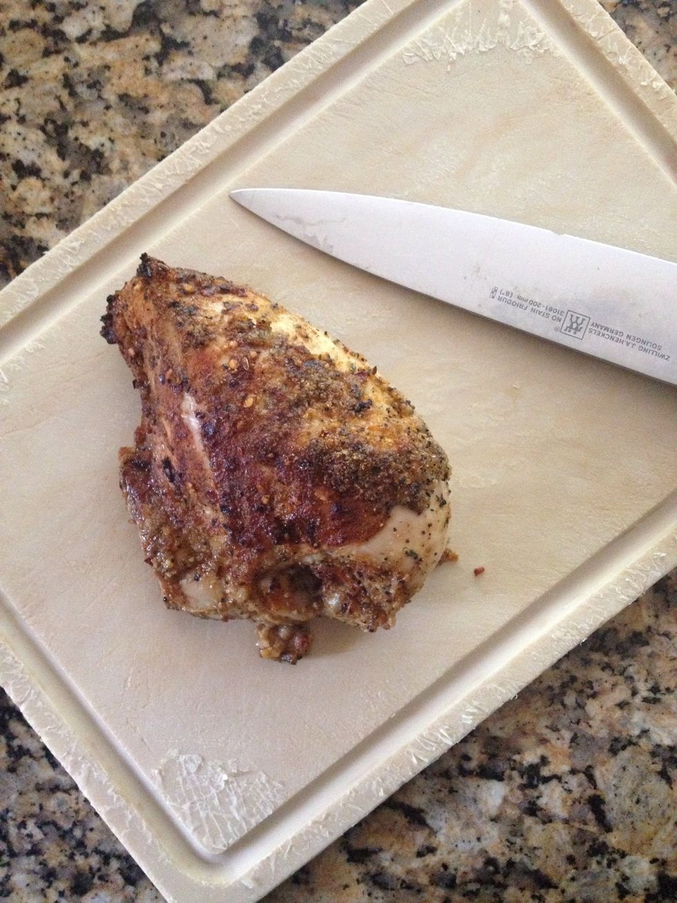 Place a breast at a time on the cutting board