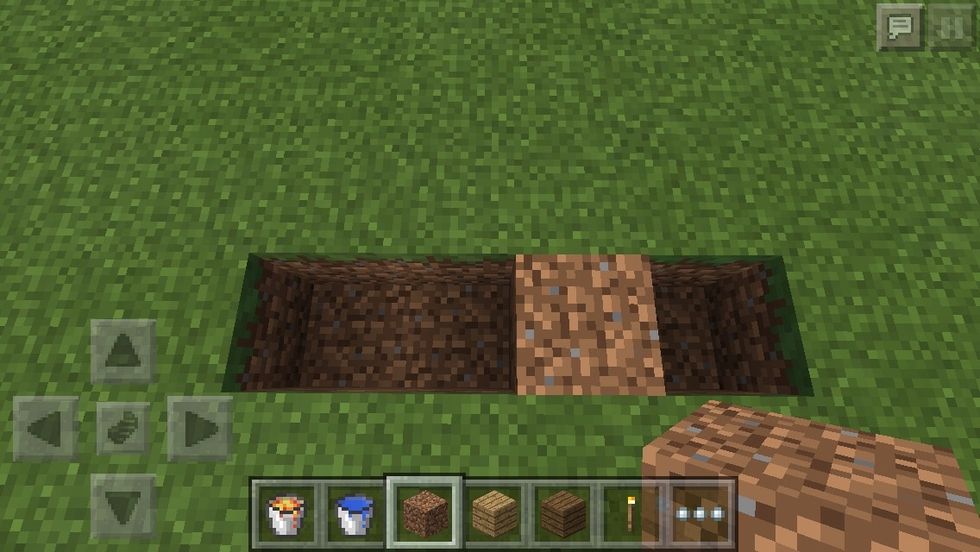 Place a dirt block on the 3rd gap in the line.