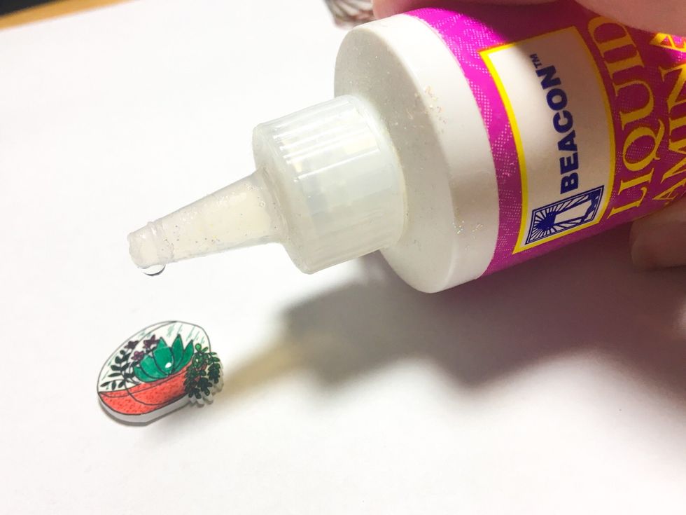 place a drop of fast finish on front of cacti, dab with finger or small paintbrush to quickly spread to cover