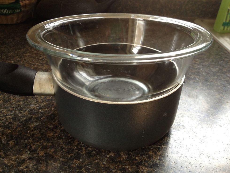 Place a glass bowl above the pot, creating a tight fit. This will be how we melt the chocolate without burning it.