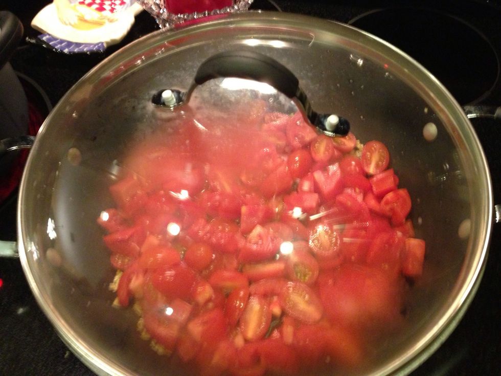Place a lid on the pan and allow it to simmer for about 10 minutes, stirring occasionally.