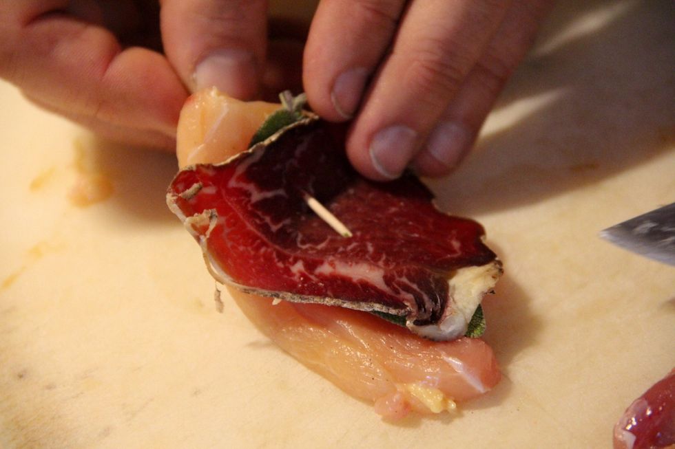 Place a toothpick to keep together