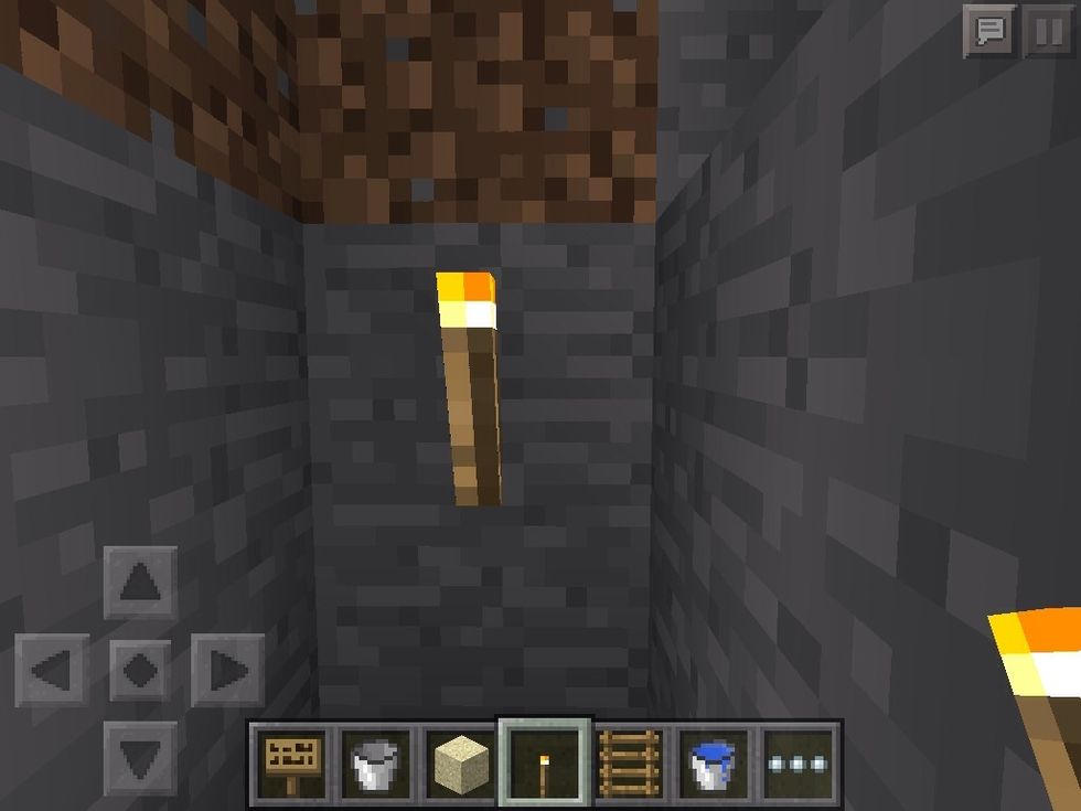 Place a torch 1 above the very bottom block