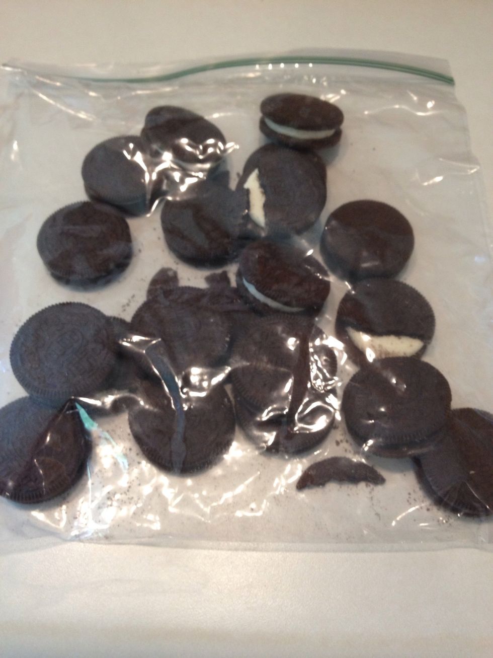 Place about 20 cookies in a ziplock bag and zip tightly.