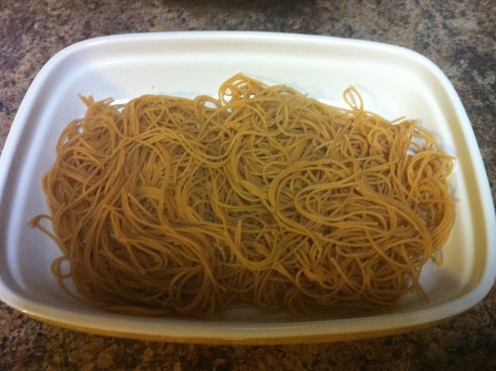Place about half of noodles in the bottom of a casserole dish. This one is 12"x9".