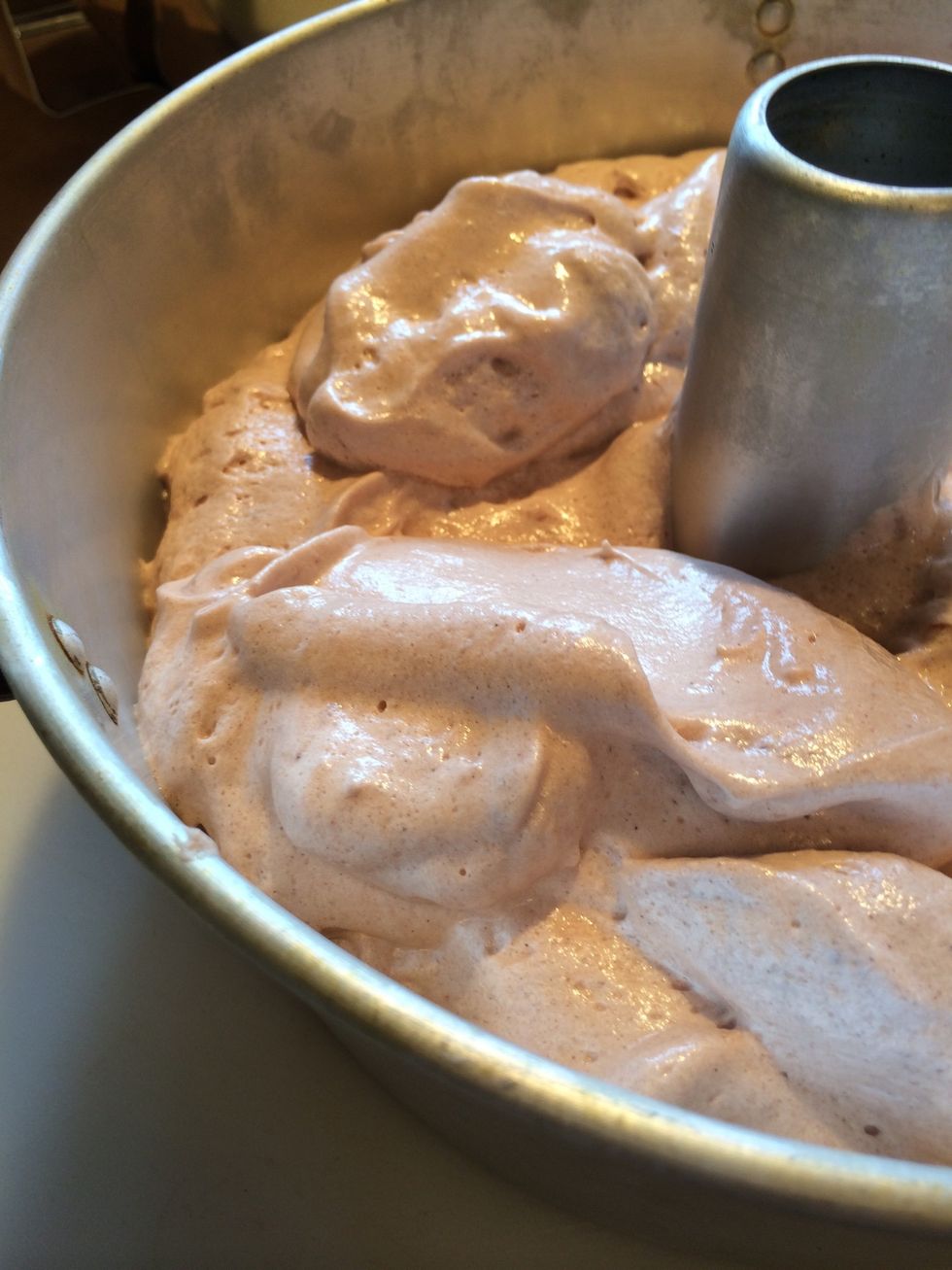 Place all the cake batter into pan.