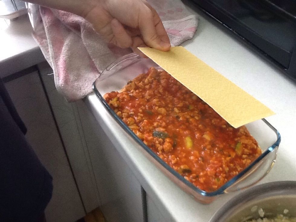 Place another layer of noodles and repeat.