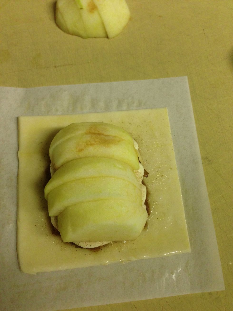 Place apples on top of goat cheese.