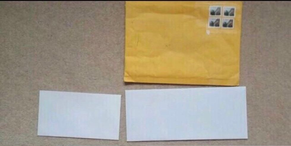 Place appropriate amount of stamps on the top right hand corner. You can add multiple to add up to the amount. Canada Post guidelines 0-30g $0.85 30-50g $1.20 50-100g $1.80