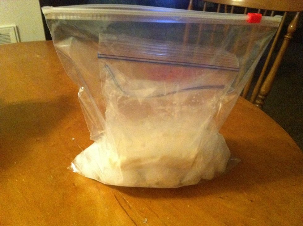 Place bag with milk, vanilla, and sugar inside the gallon bag consisting of ice and salt.