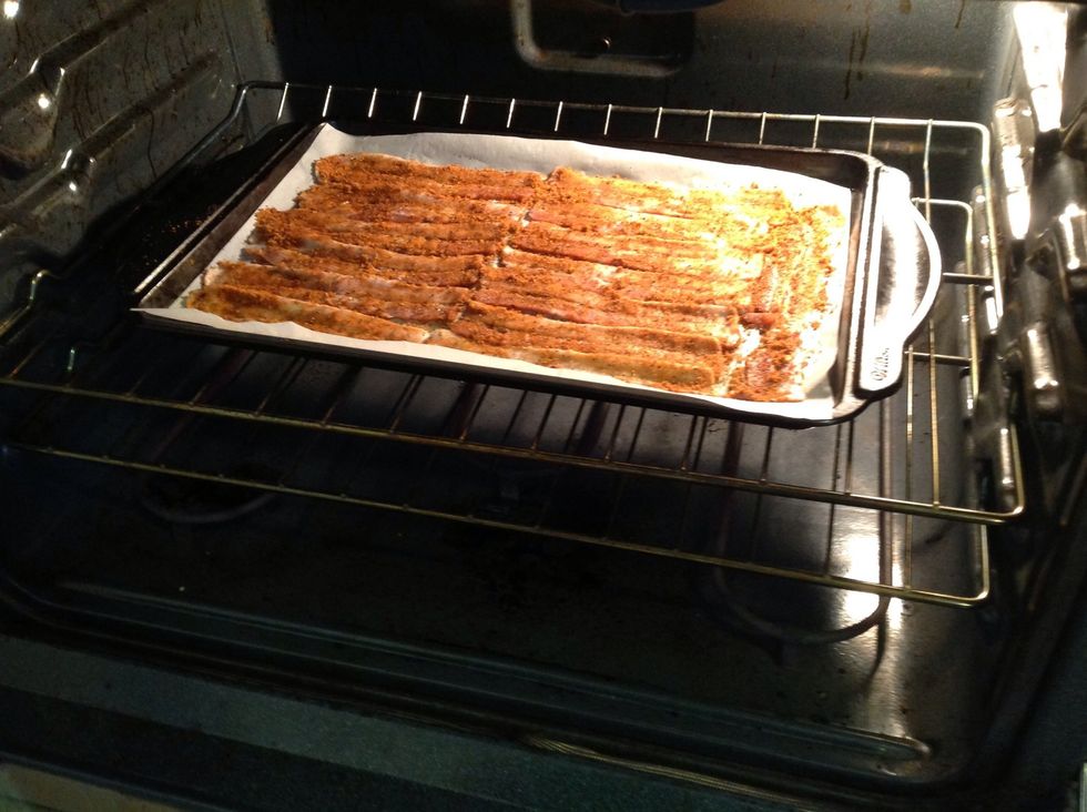 Place Baking Sheet on the middle Rack and Cook for 25 minutes flipping half way through.