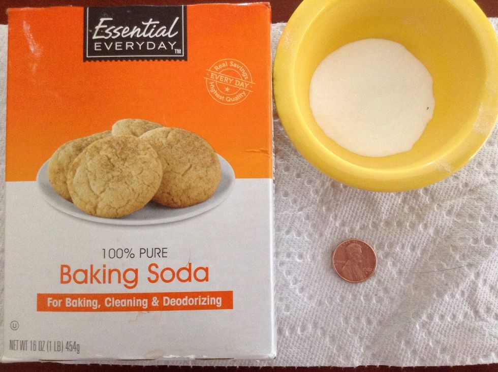 Place baking soda in a bowl and slowly add water to make a thick paste
