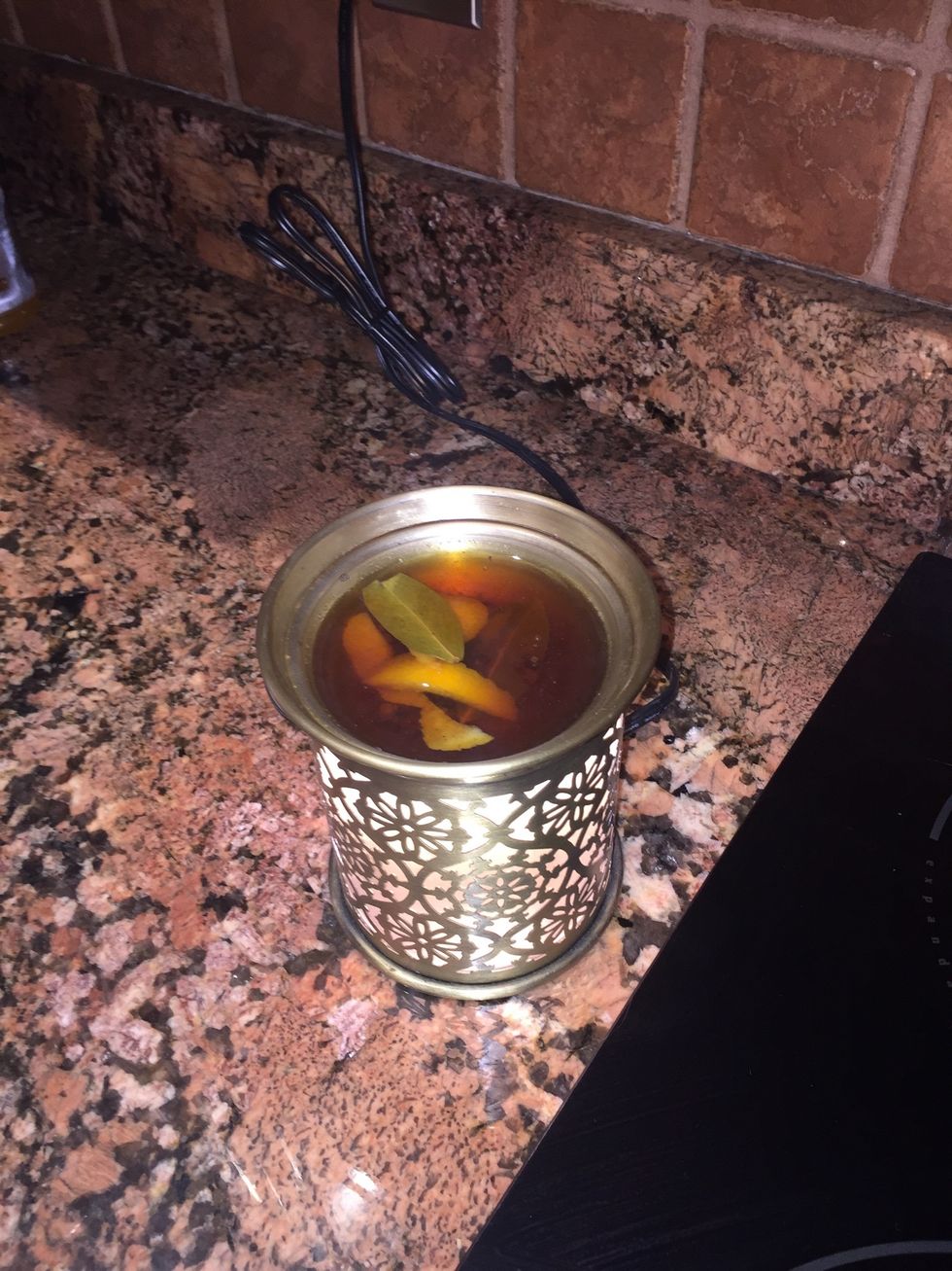 Place bowl on top of a melter and plug it in! Your home will smell like fall all day!