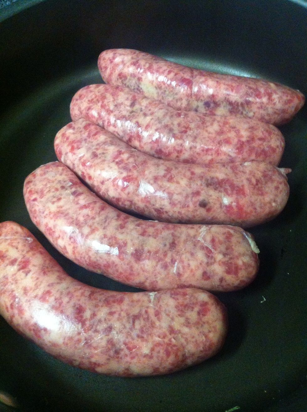 Place bratwurst on pan.....