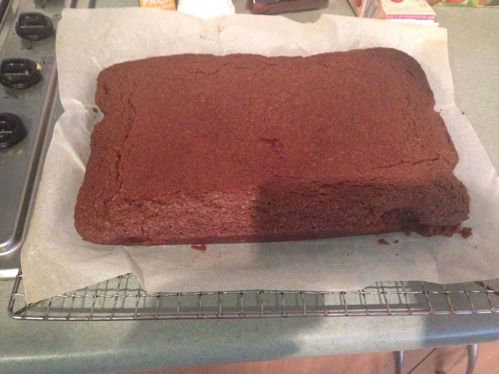 Place brownie onto a cooling rack. Let it cool for about 10 mins or more before you cut it up :)