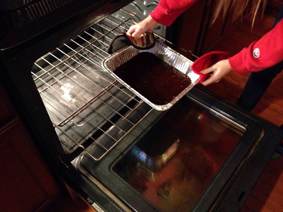 Place brownies in oven.