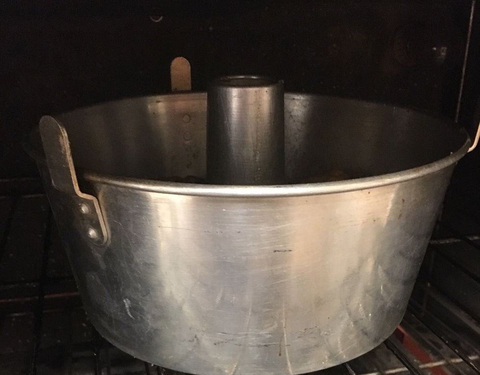 Place bundt pan into oven