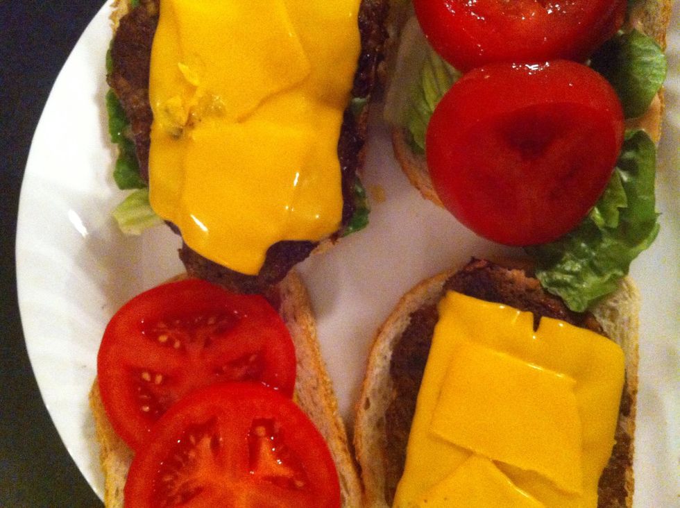 Place burger on bread.