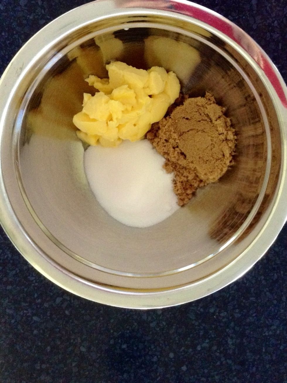 Place butter and both sugars in a mixing bowl