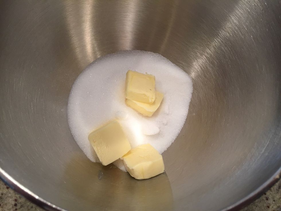 Place butter and sugar in mixing bowl