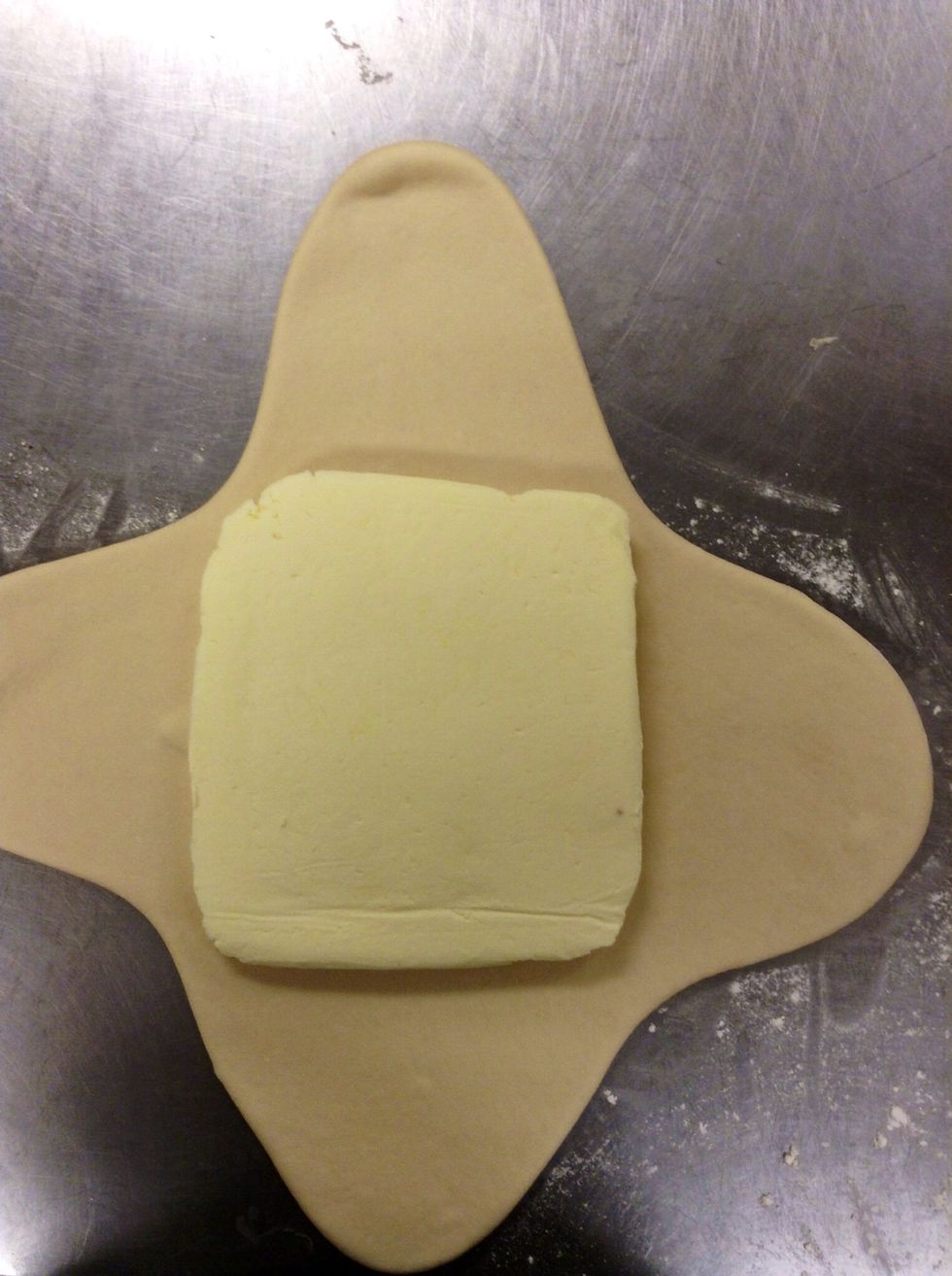 Place butter block in the middle.