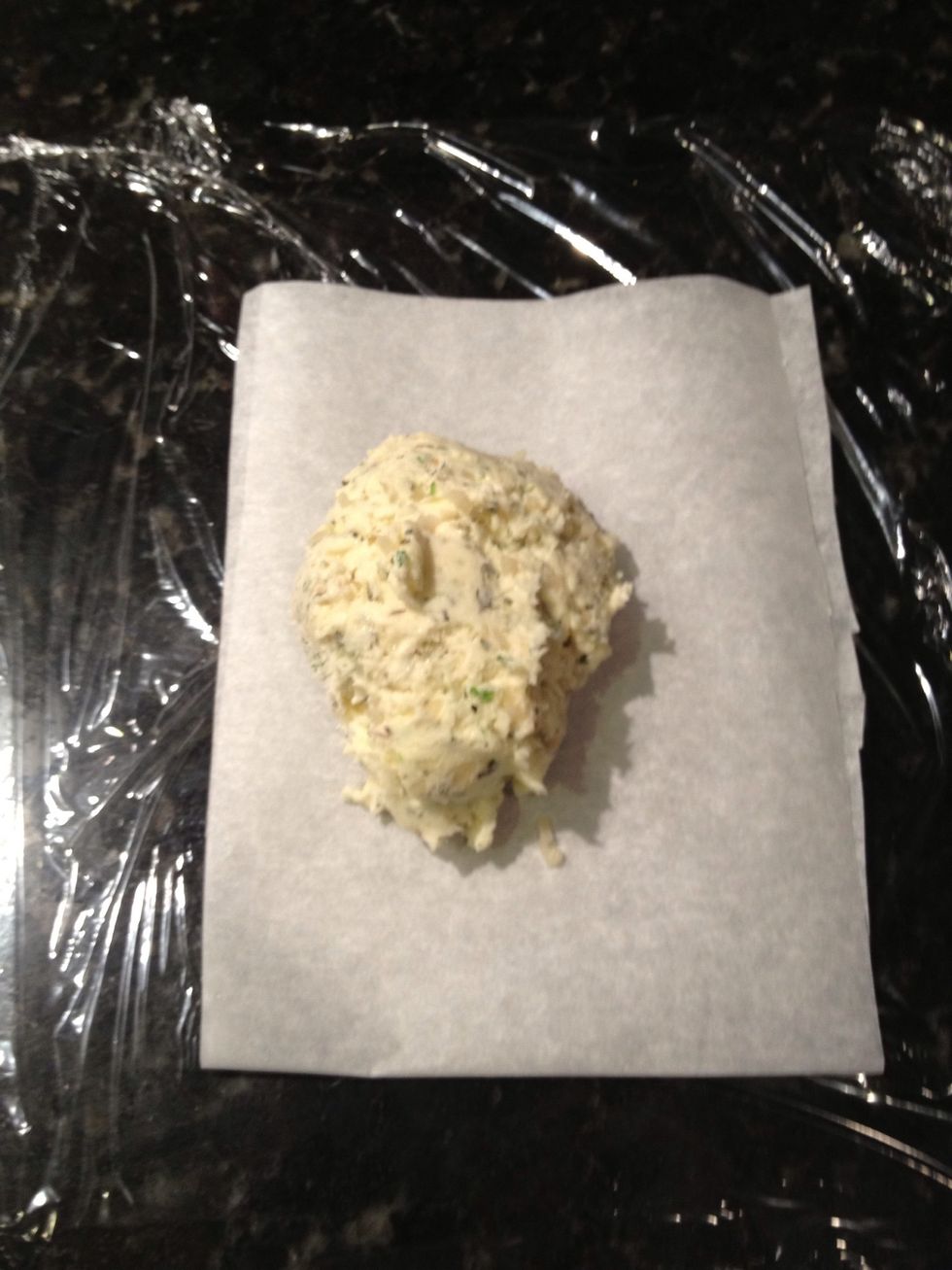 Place butter onto parchment for rolling.