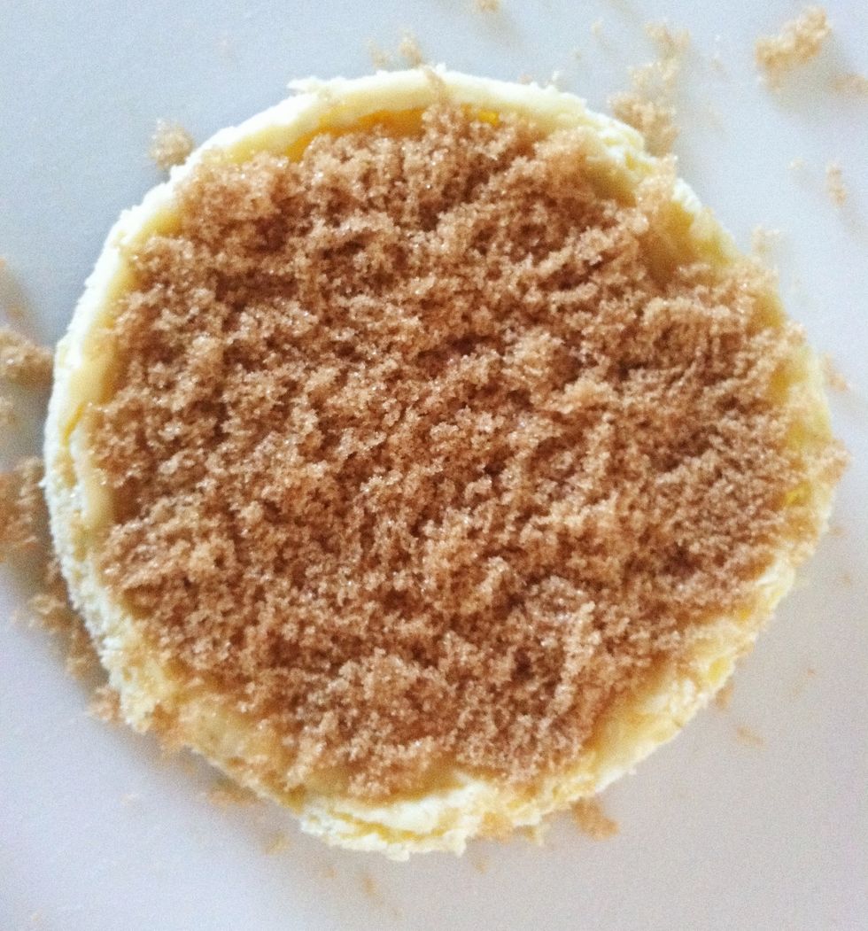 Place cake into broiler and, leaving the door open, watch closely while the sugar begins to melt and bubble 5-7 minutes. Don't let the sugar darken too much - it will be hard and bitter.