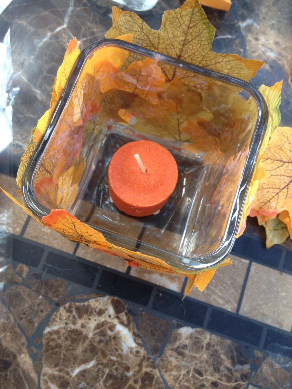 Place candle on the inside