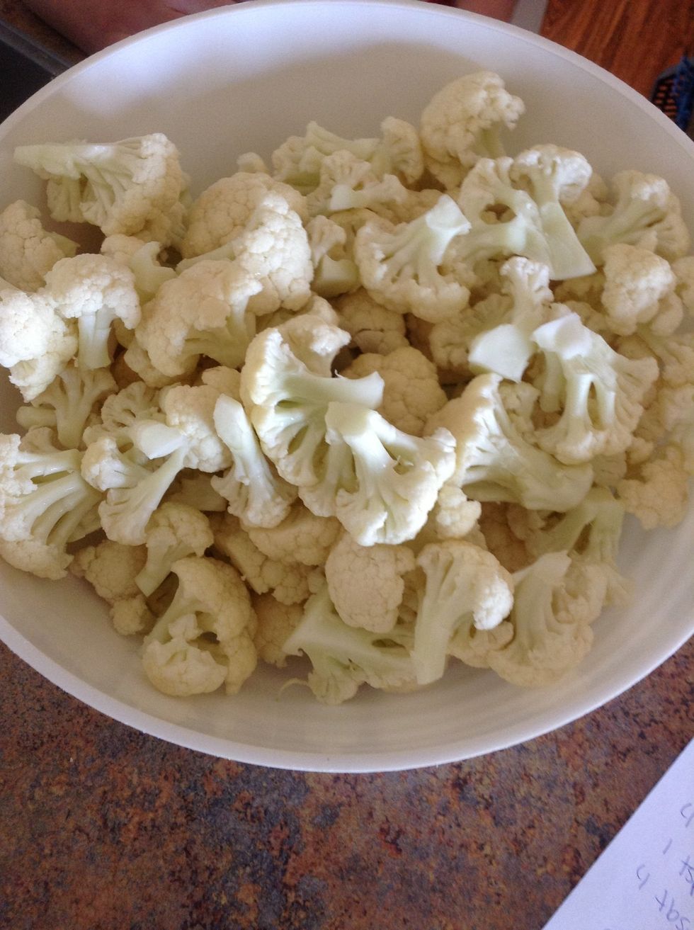 Place cauliflower florets into a large bowl