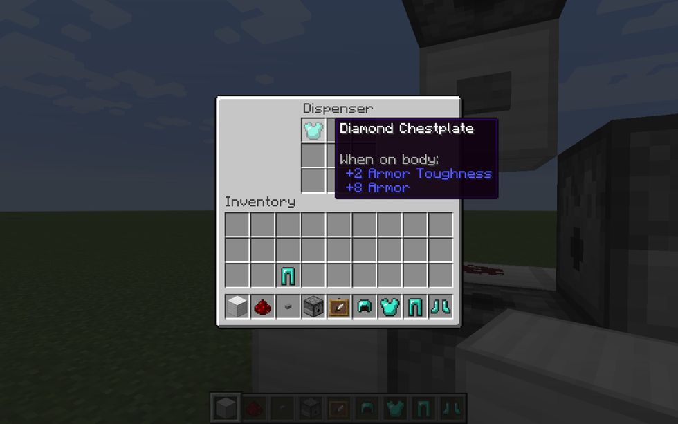 Place chest plates in the left dispenser.