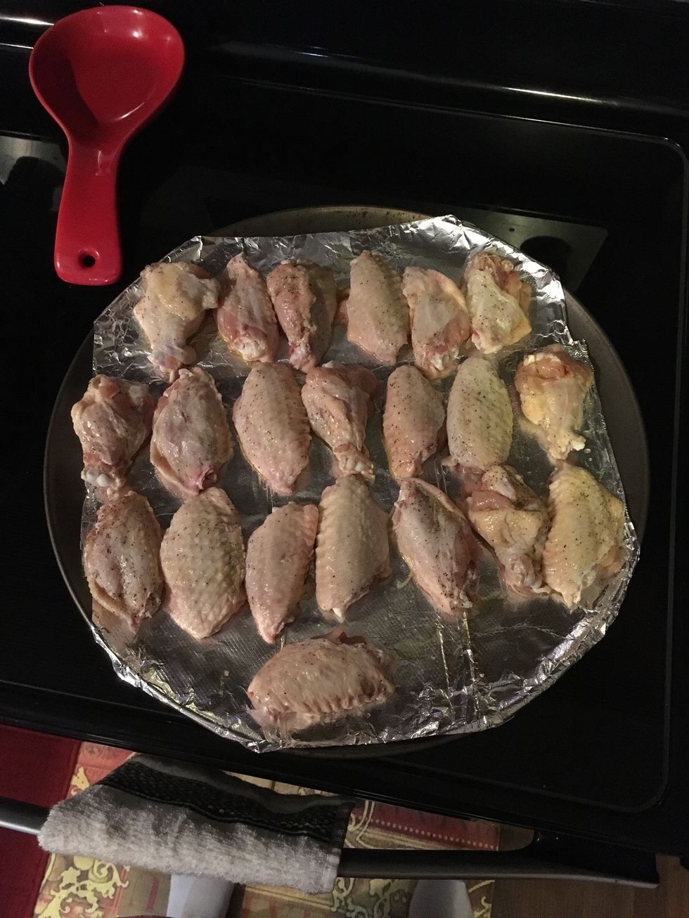 Place Chicken on Pan and Drizzle Olive Oil on Chicken and Place in oven at 400\u00b0 for about 30 minutes