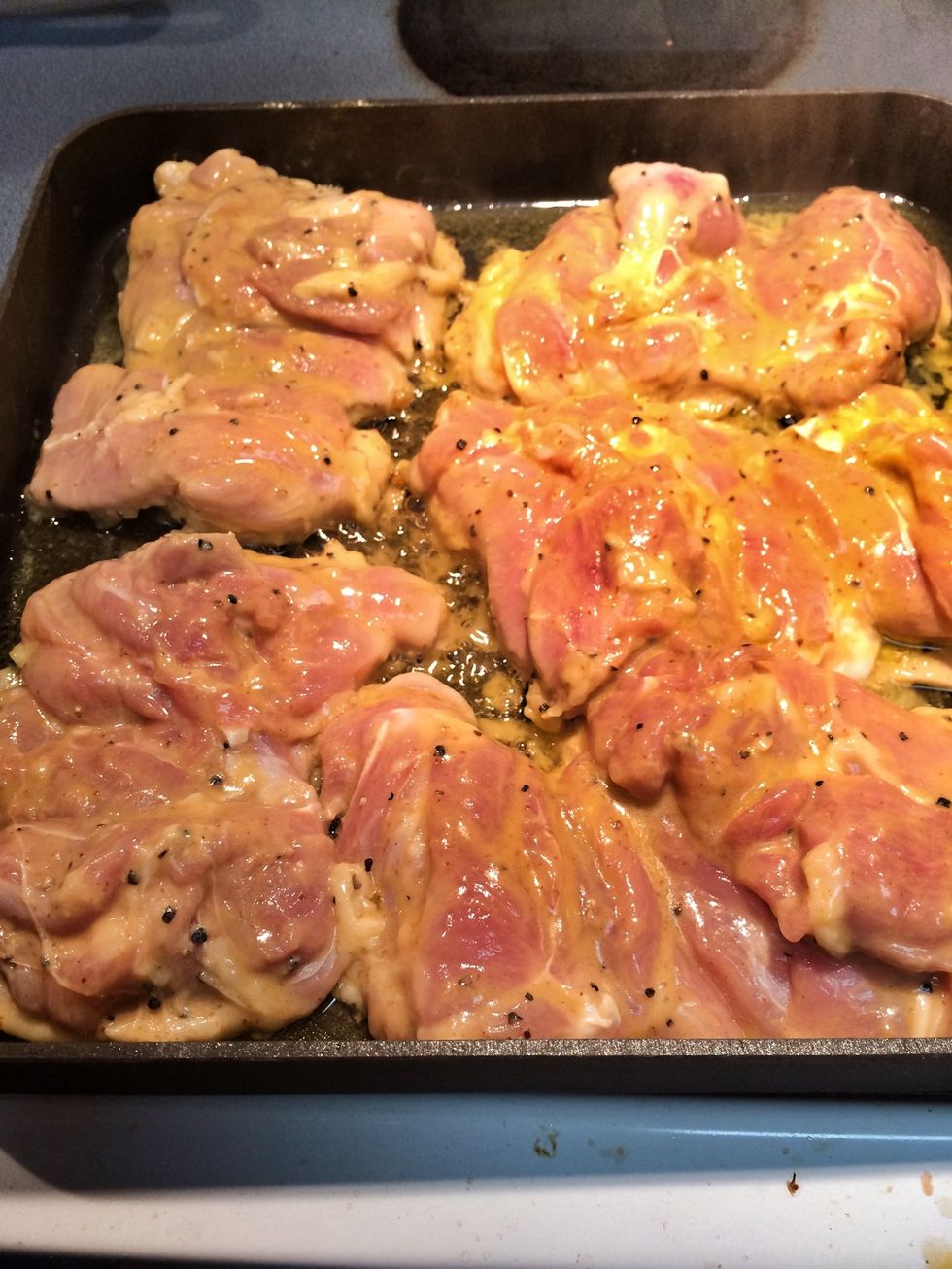 Place chicken over med high heat skin side down.