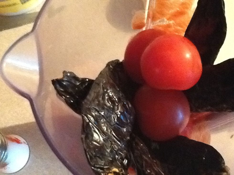 Place chiles,tomatoes,salt,onion,garlic.