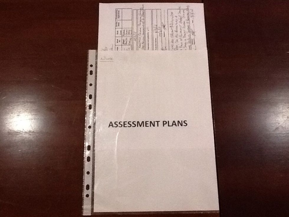 Place completed assessment plans in poly pocket at the back of your logbook.