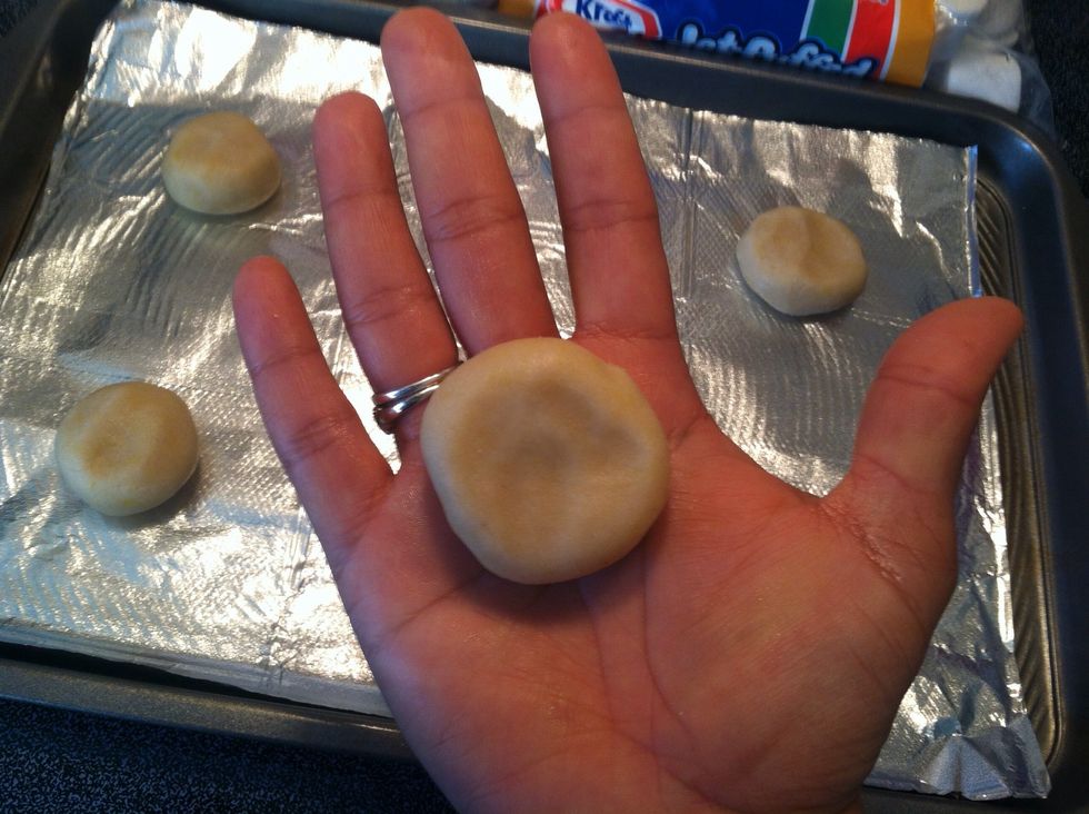 Place cookie cookie dough on baking tray. About this much is enough.