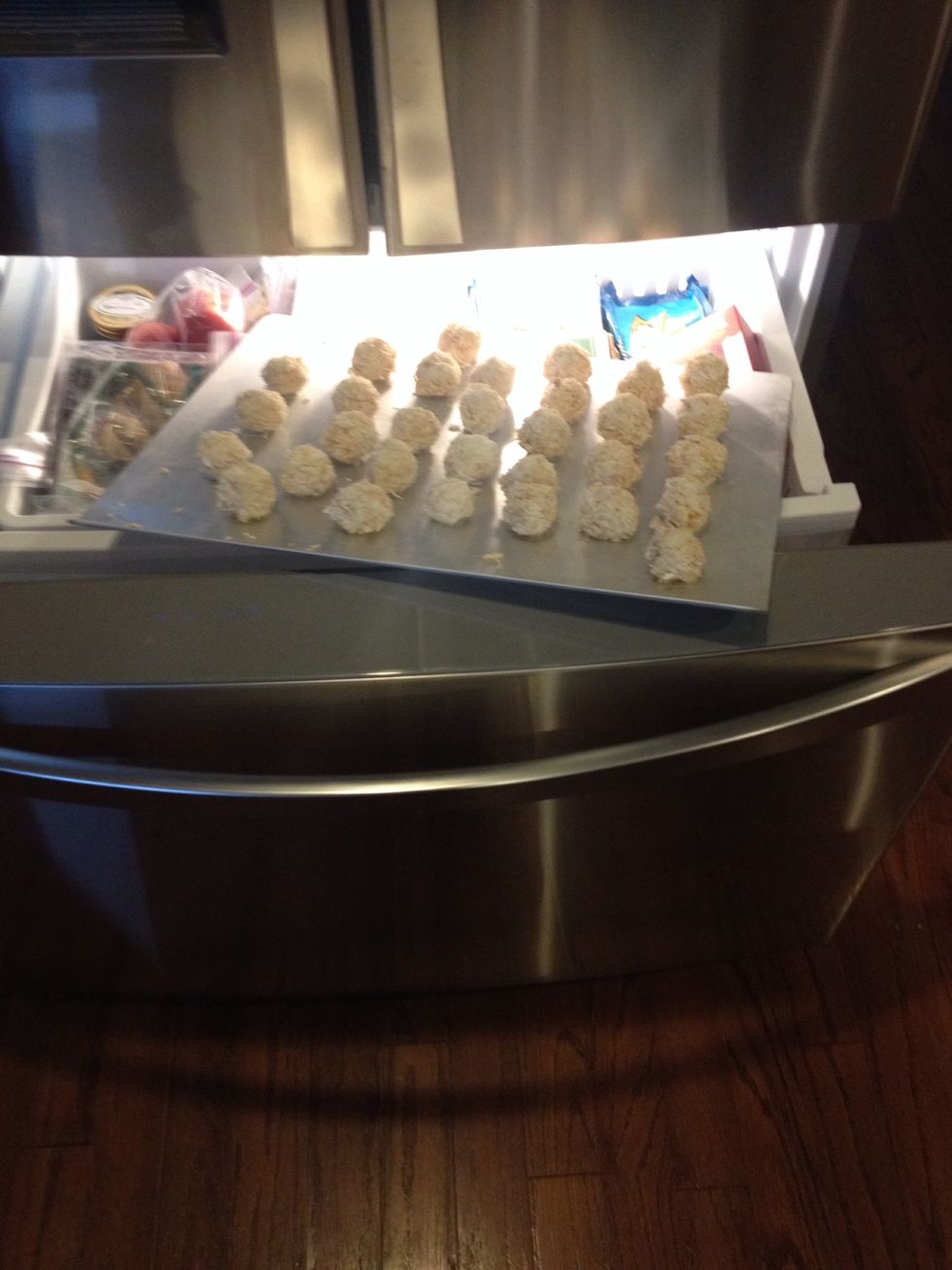 Place cookie sheet in freezer. Min of an hour.