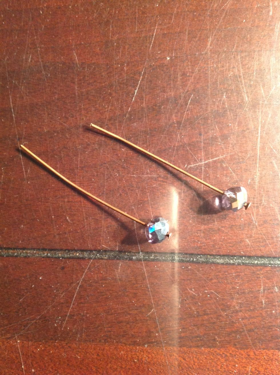 Place crystal beads onto the headpins
